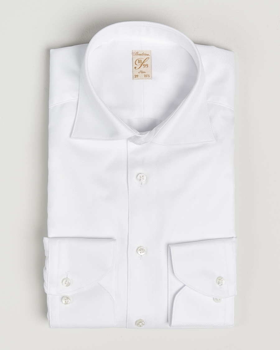 Hombres | Camisas | Stenströms | 1899 Slim Cotton Twill Shirt White