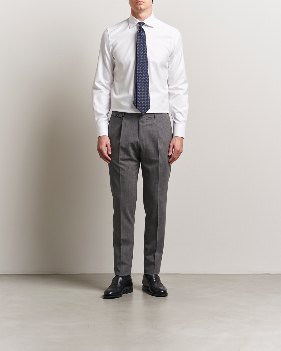 Hombres | Camisas | Stenströms | 1899 Slim Cotton Twill Shirt White