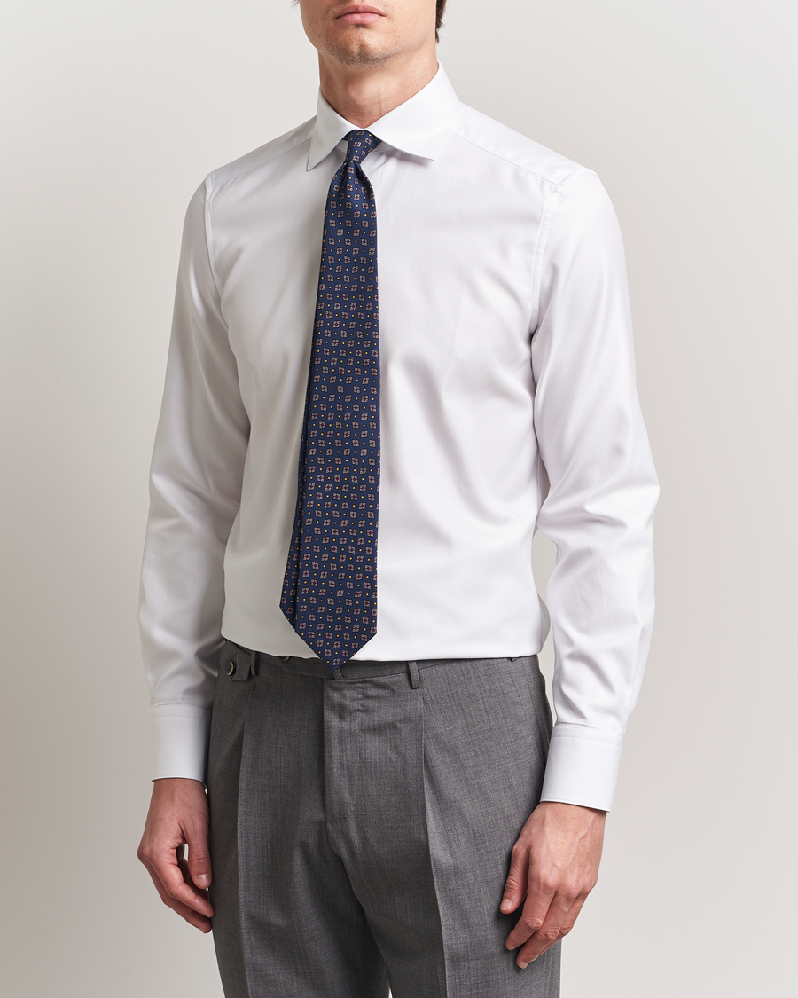 Hombres | Camisas | Stenströms | 1899 Slim Cotton Twill Shirt White