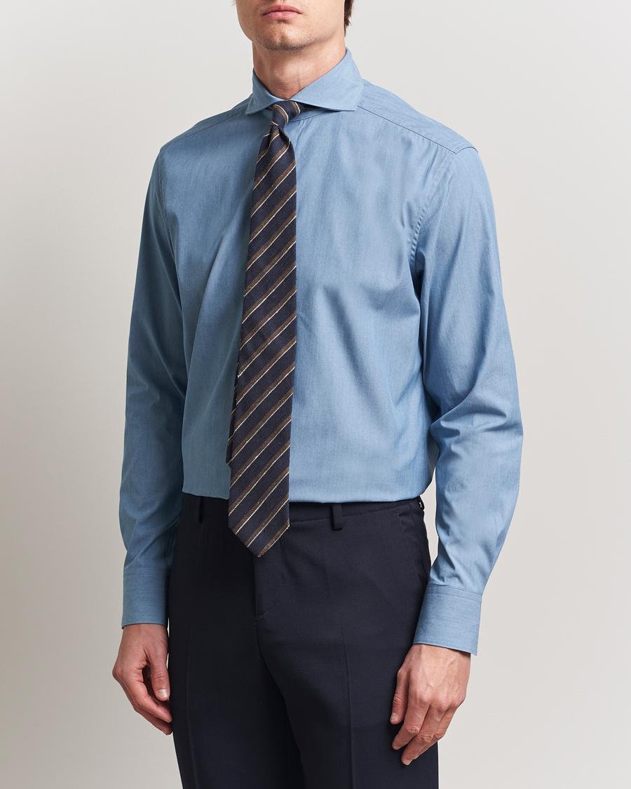 Hombres | Camisas | Stenströms | 1899 Denim Poplin Shirt Indigo