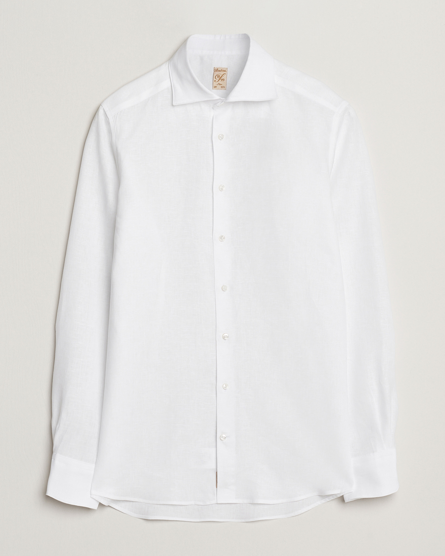 Hombres | Camisas | Stenströms | 1899 Slim Linen Shirt White