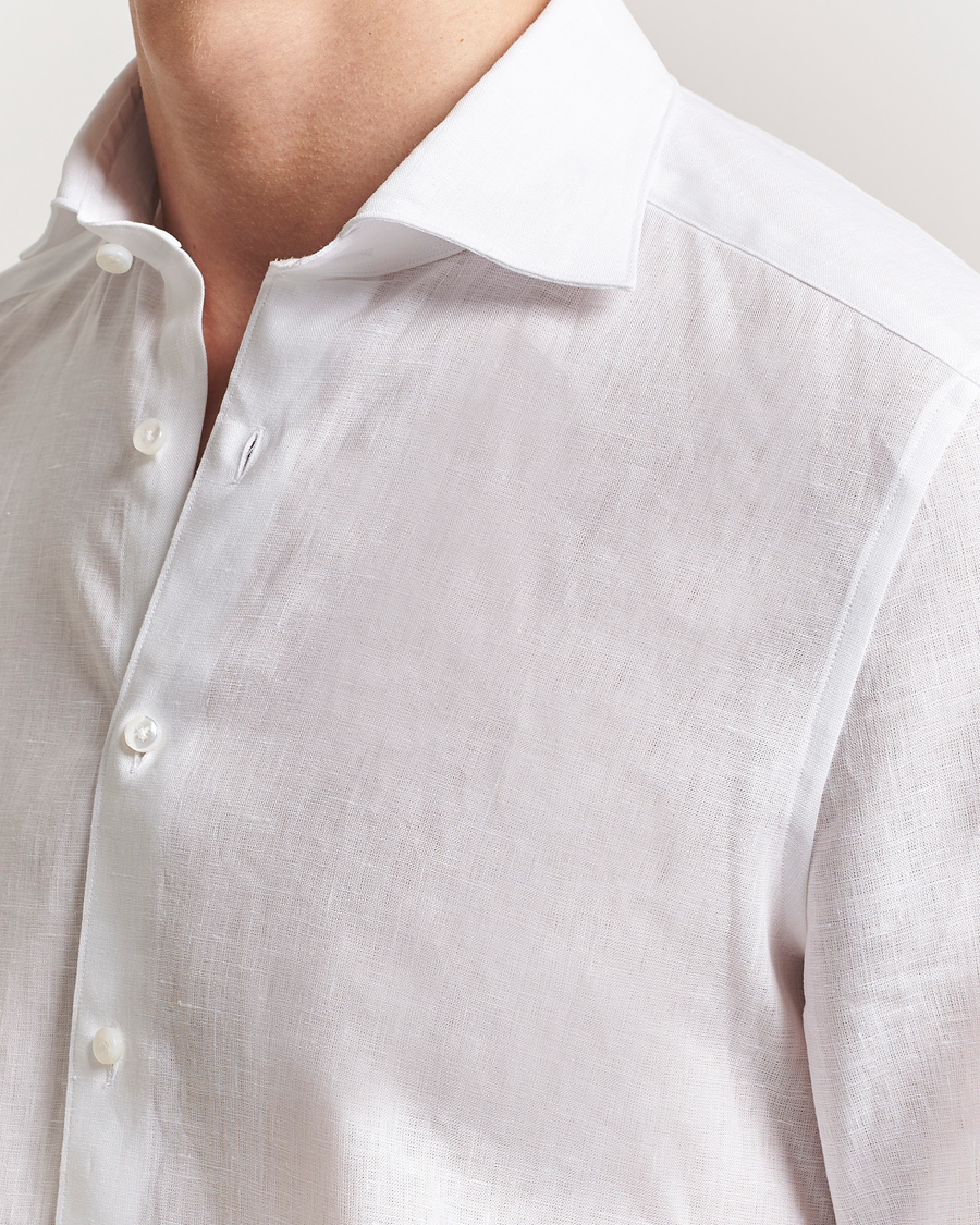 Hombres | Camisas | Stenströms | 1899 Slim Linen Shirt White