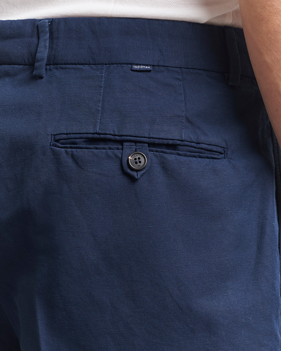 Hombres | Pantalones cortos | Incotex | Pleated Chinolino Shorts Navy