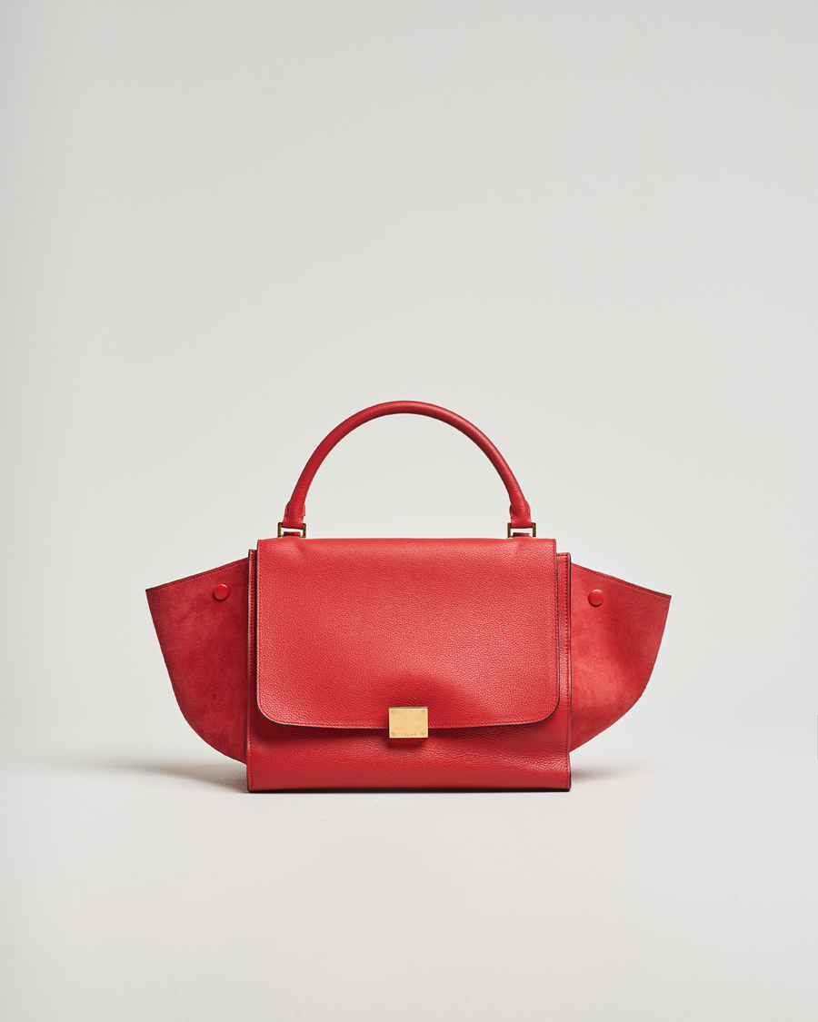 Hombres | Celine Pre-Owned Trapeze Leather Suede Handbag Red Medium | Celine Pre-Owned | Trapeze Leather Suede Handbag Red Medium