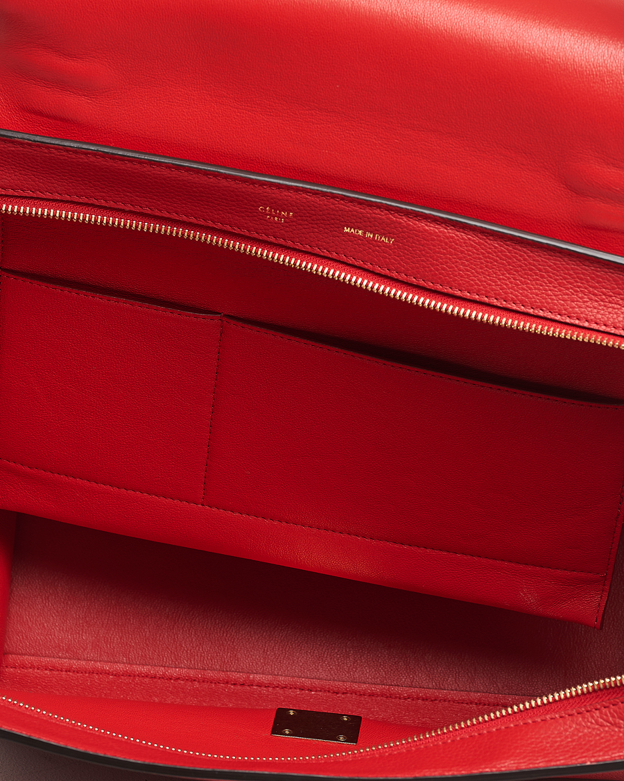 Hombres | Celine Pre-Owned Trapeze Leather Suede Handbag Red Medium | Celine Pre-Owned | Trapeze Leather Suede Handbag Red Medium