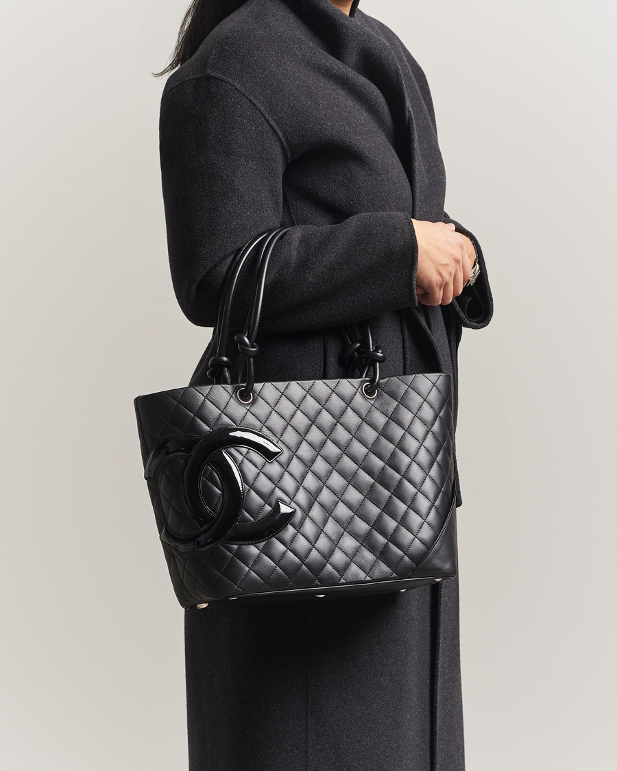 Hombres | Chanel Pre-Owned Cambon Ligne Tote Bag Medium Black | Chanel Pre-Owned | Cambon Ligne Tote Bag Medium Black