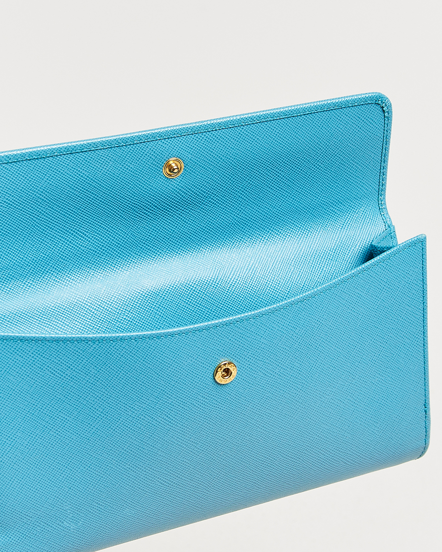 Hombres | Prada Pre-Owned Saffiano Leather Wallet Light Blue | Prada Pre-Owned | Saffiano Leather Wallet Light Blue