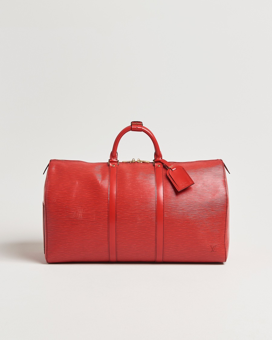 Hombres | Louis Vuitton Pre-Owned Keepall 50 Epi Leather Bag Red | Louis Vuitton Pre-Owned | Keepall 50 Epi Leather Bag Red