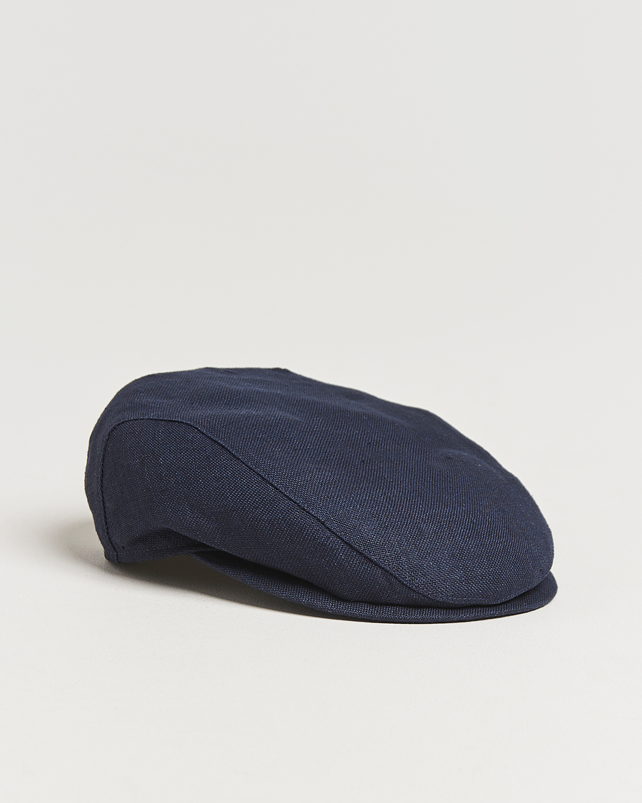 Hombres | Sombreros y gorras | Wigéns | Ivy Slim Hopsack Linen Cap Navy