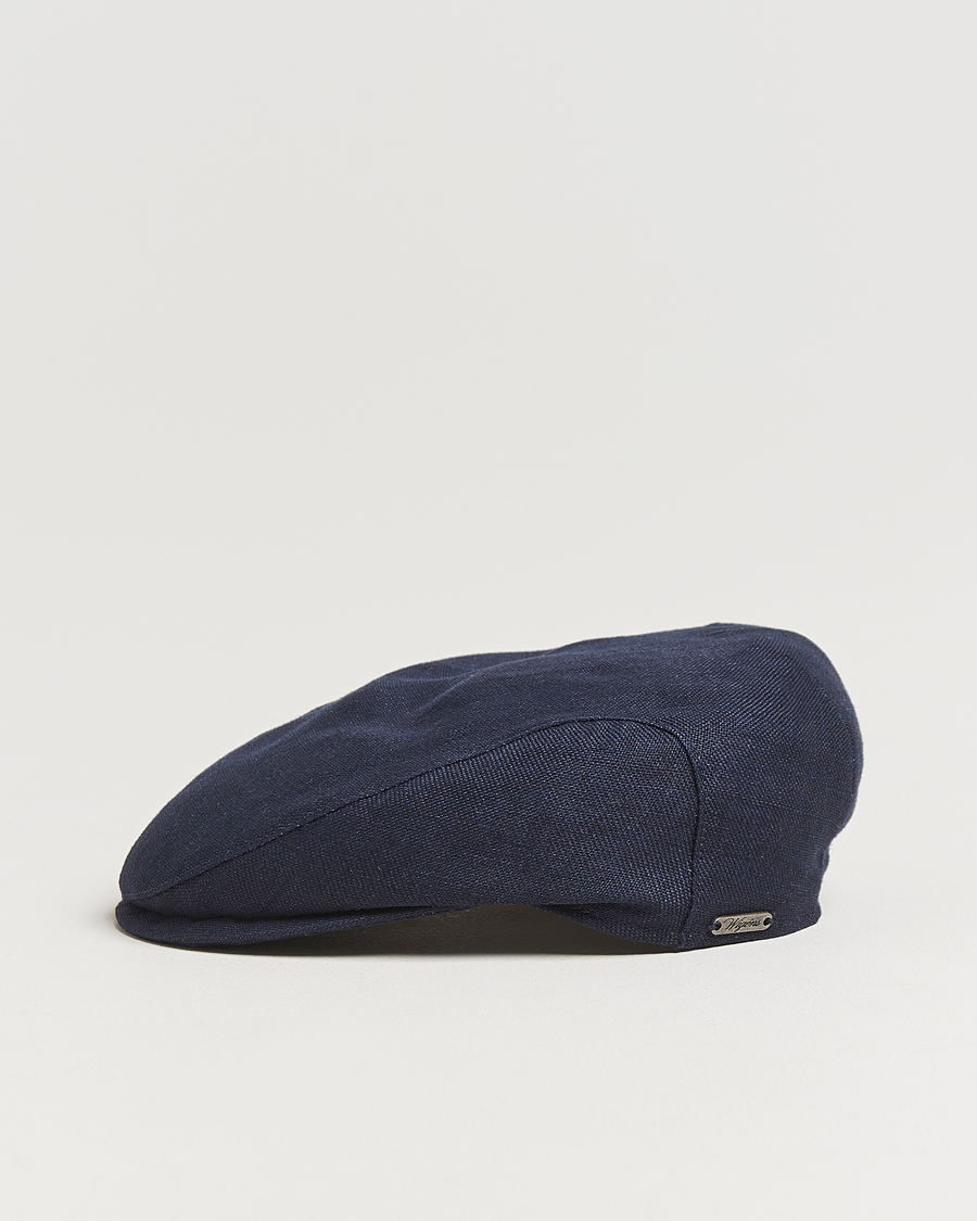 Hombres | Sombreros y gorras | Wigéns | Ivy Slim Hopsack Linen Cap Navy