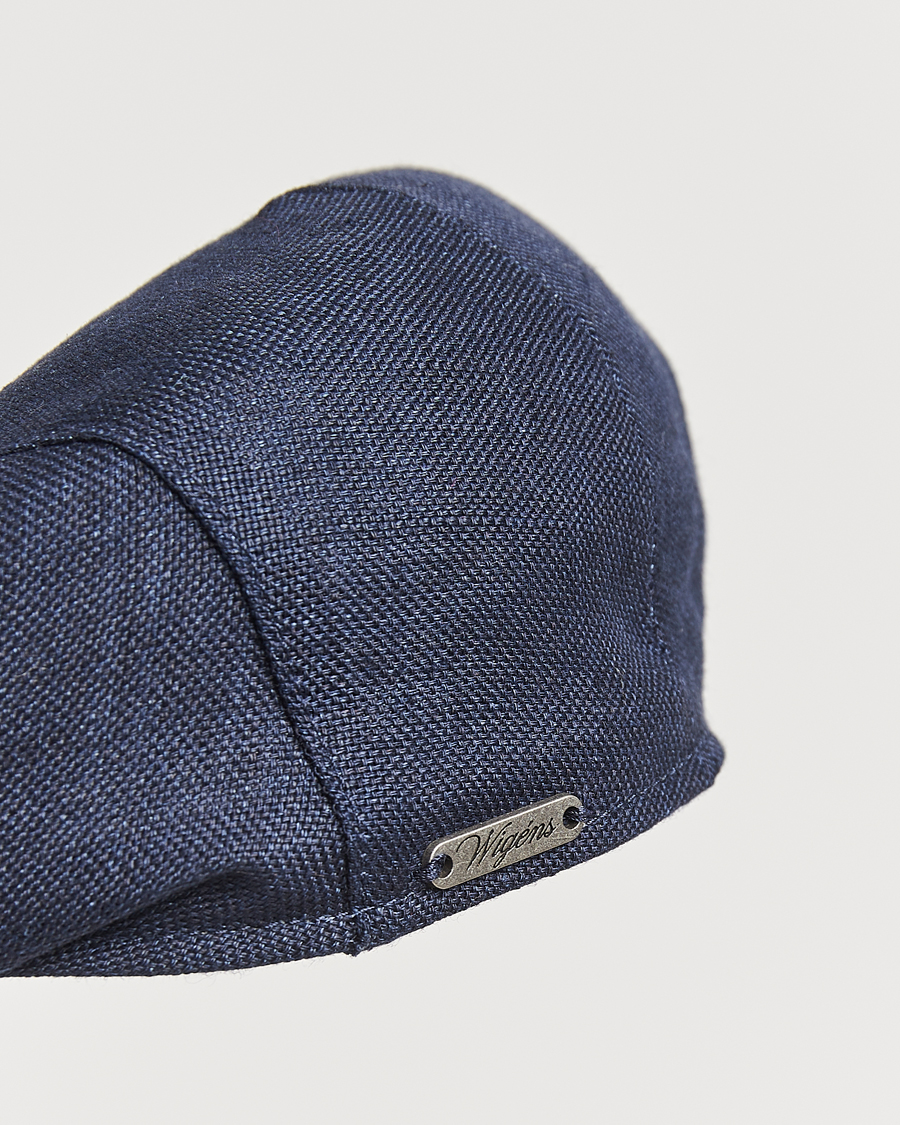 Hombres | Sombreros y gorras | Wigéns | Ivy Slim Hopsack Linen Cap Navy