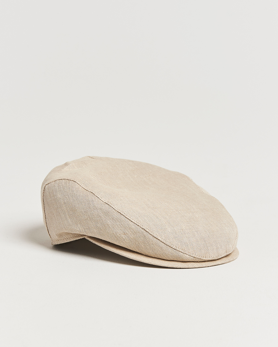Hombres | Sombreros y gorras | Wigéns | Ivy Slim Hopsack Linen Cap Sand