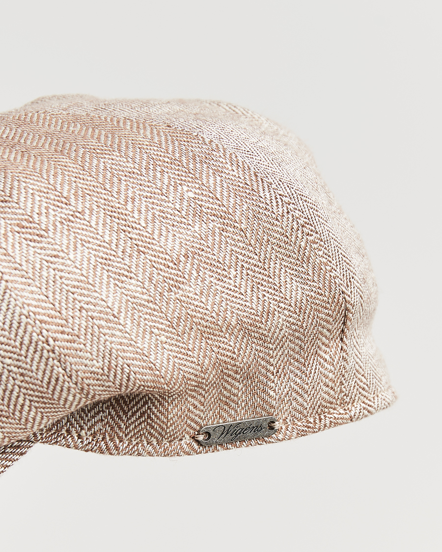 Hombres | Sombreros y gorras | Wigéns | Newsboy Classic Linen Herringbone Cap Brown
