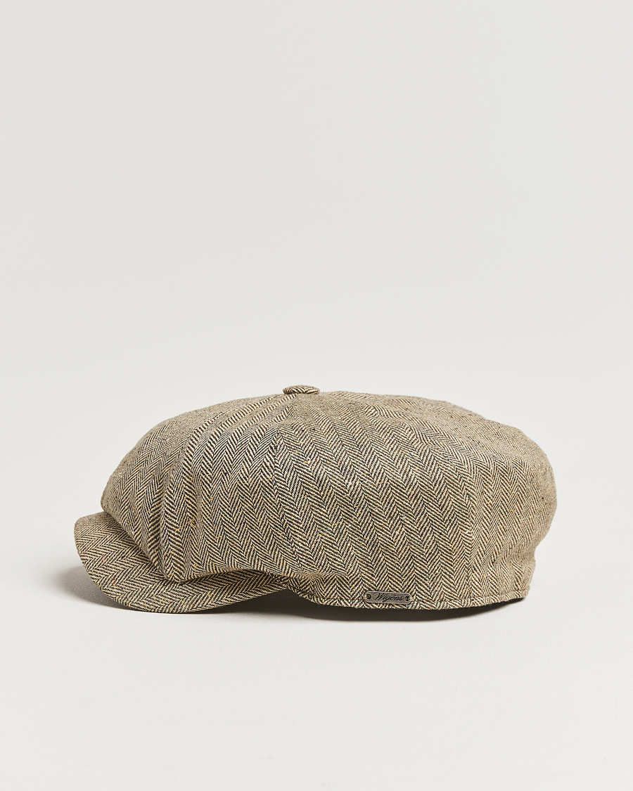 Hombres | Sombreros y gorras | Wigéns | Newsboy Retro Herringbone Cap Dark Olive