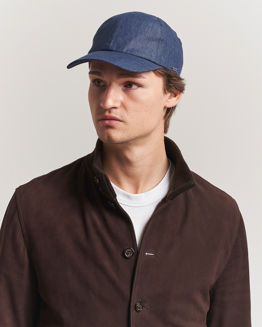 Hombres | Sombreros y gorras | Wigéns | Baseball Linen Cap Denim Blue