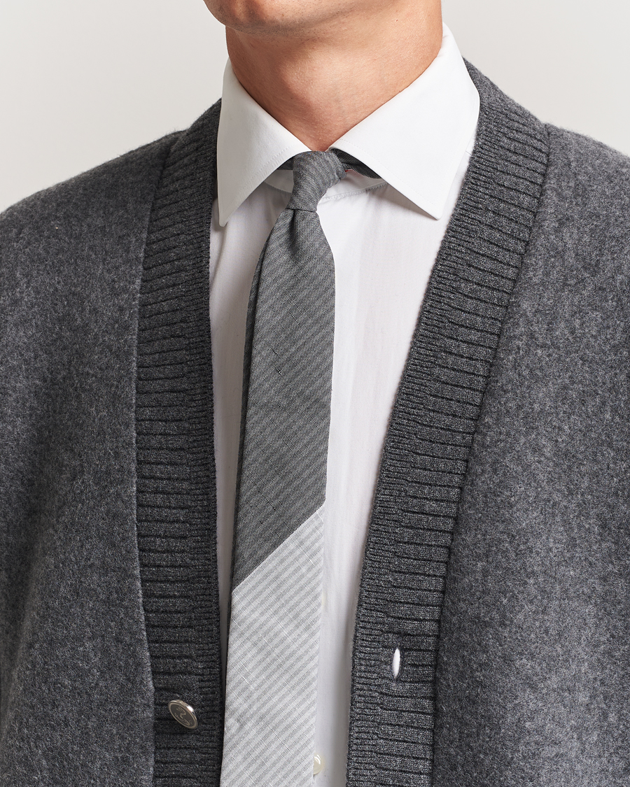 Hombres | Corbatas | Thom Browne | Uni Stripe Tie Light Grey