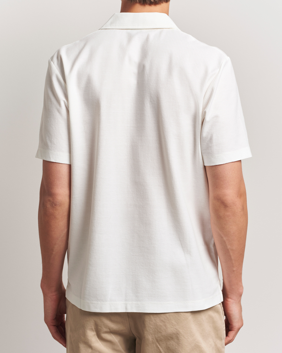 Hombres | Camisas | Sunspel | Open Collar Mesh Shirt Ecru