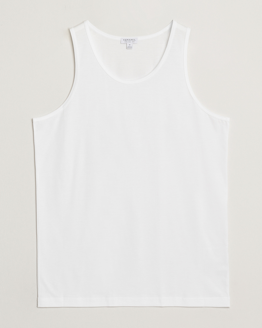 Hombres | Camisetas | Sunspel | Superfine Cotton Underwear Vest White