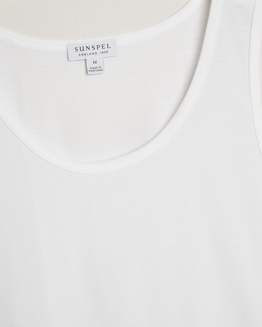 Hombres | Camisetas | Sunspel | Superfine Cotton Underwear Vest White