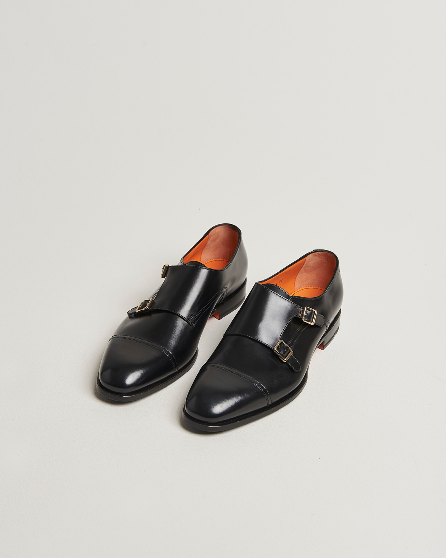 Hombres | Zapatos monk strap | Santoni | Adrian Double Monk Black Calf