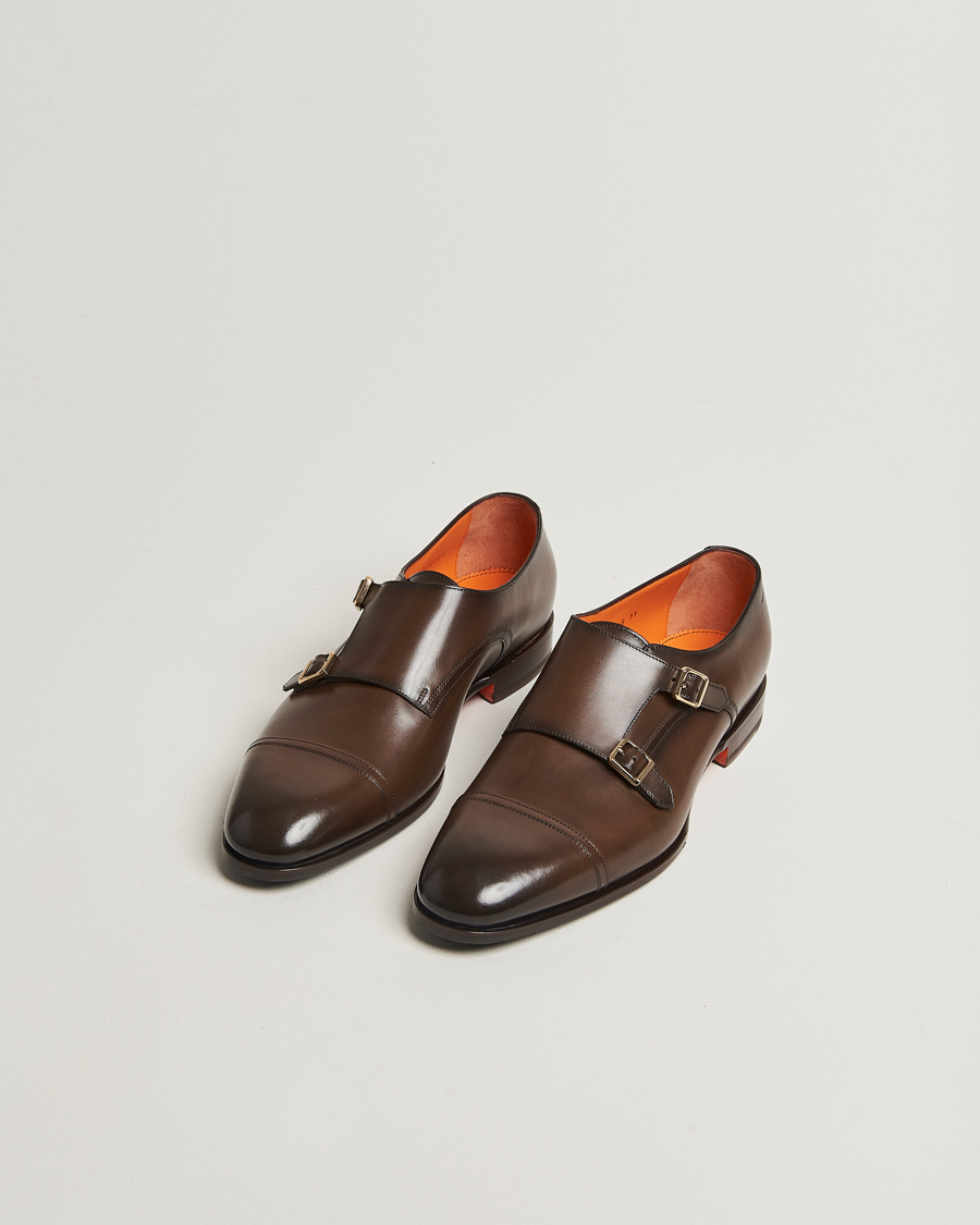 Hombres | Zapatos monk strap | Santoni | Adrian Double Monk Dark Brown Calf