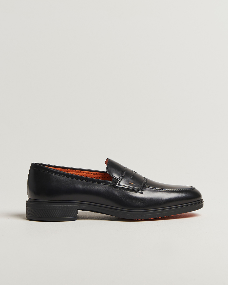 Hombres | Mocasines | Santoni | Easy Penny Loafer Black Calf