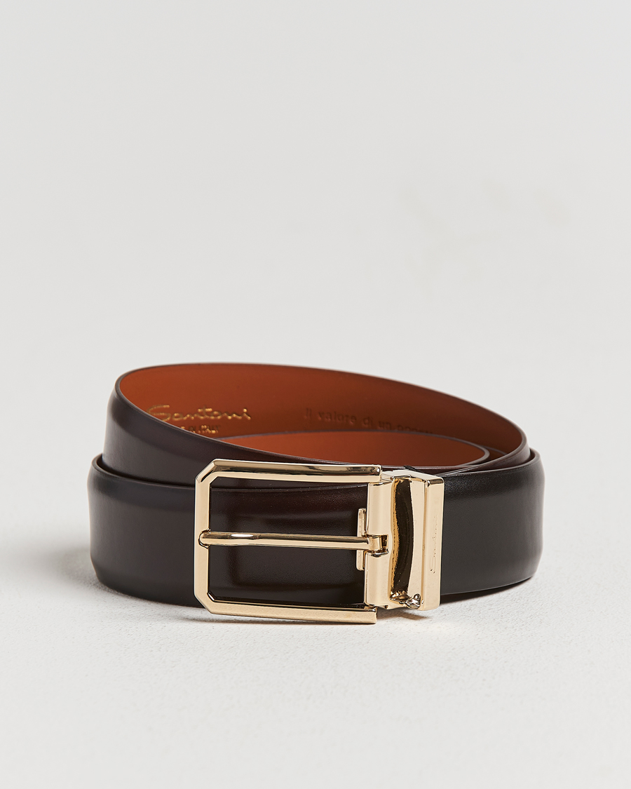 Hombres | Cinturones | Santoni | Classic Leather Belt Dark Brown Calf