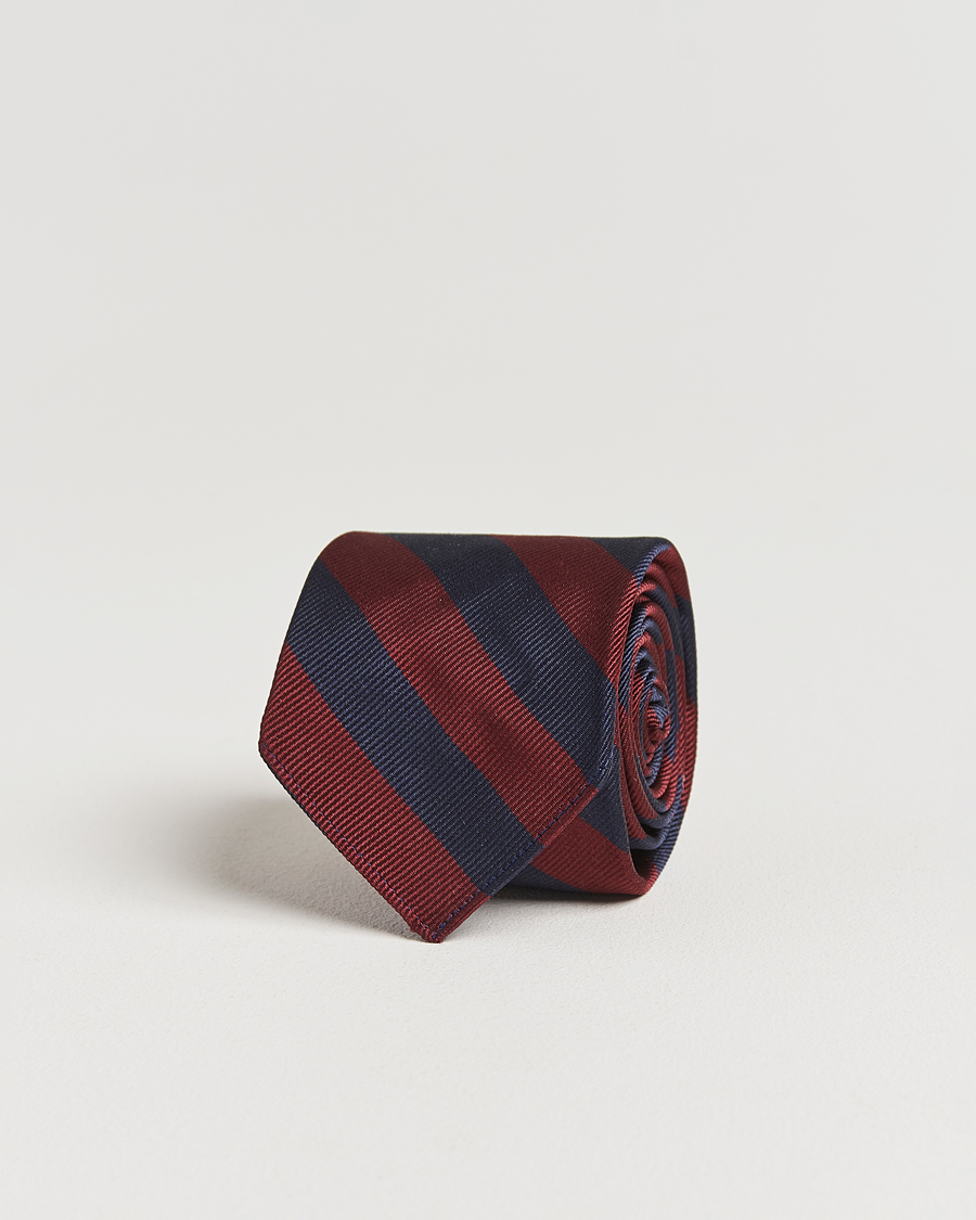 Hombres | Corbatas | Kamakura Shirts | Kamakura ShirtsVintage Ivy Regimental Stripe Silk TieNavy/Burgundy