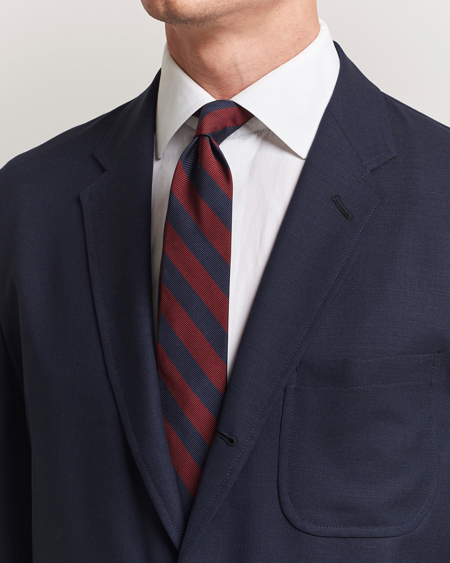 Hombres | Corbatas | Kamakura Shirts | Kamakura ShirtsVintage Ivy Regimental Stripe Silk TieNavy/Burgundy