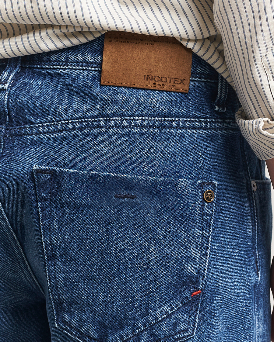 Hombres | Vaqueros | Incotex | 5-Pocket Stretch Denim Dark Wash