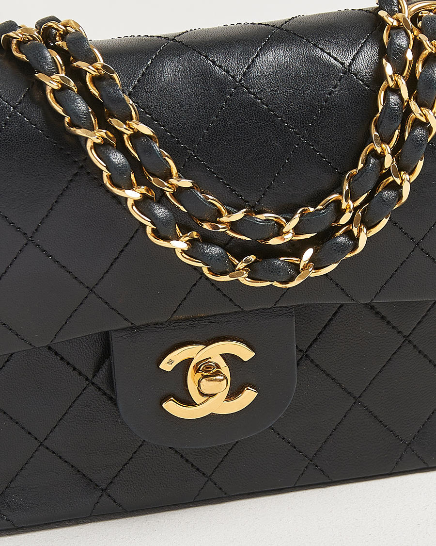 Hombres | Chanel Pre-Owned Classic Double Flap Small Lambskin Black | Chanel Pre-Owned | Classic Double Flap Small Lambskin Black