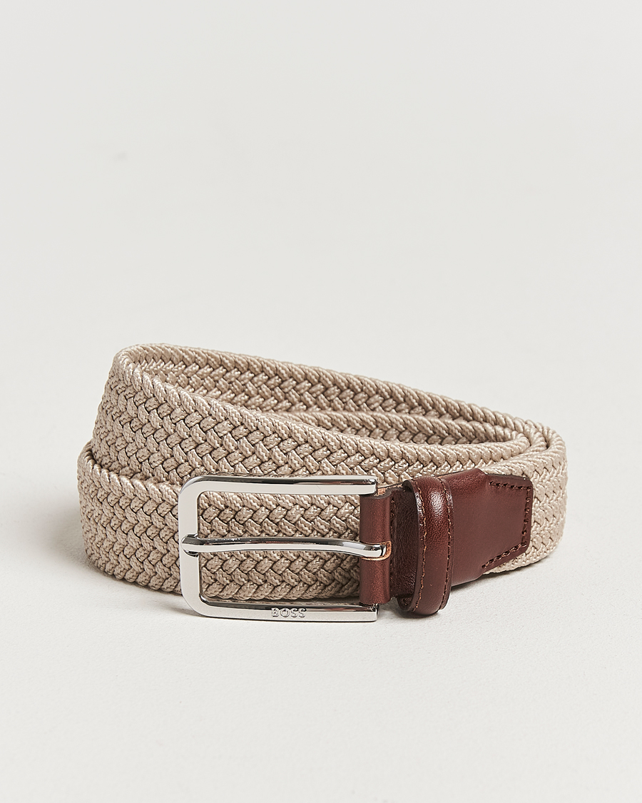 Hombres | Cinturones | BOSS BLACK | Clorio Elastic Woven Belt Light Beige