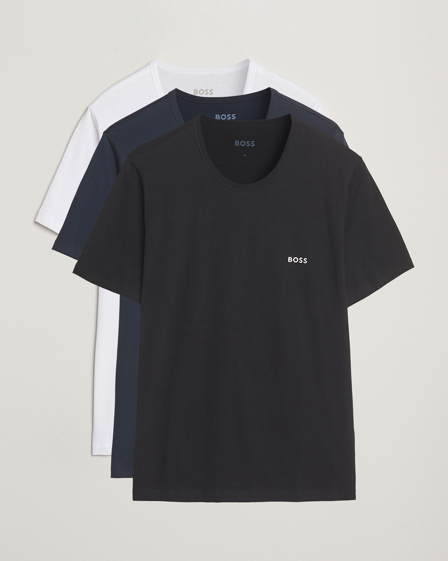 Hombres | Camisetas | BOSS BLACK | 3-Pack Crew Neck T-Shirt White/Navy/Black