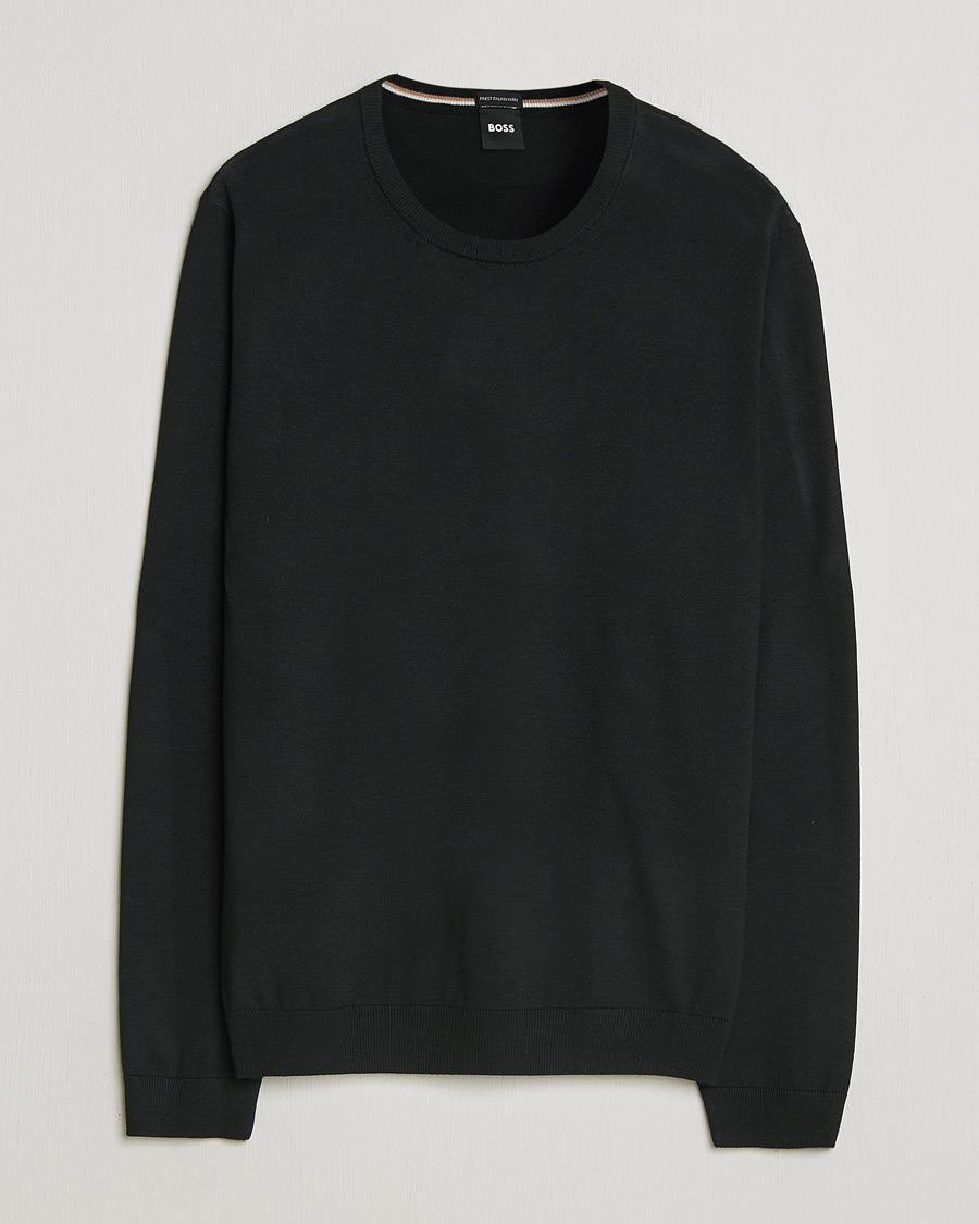 Hombres | Jerséis y prendas de punto | BOSS BLACK | Leno Wool Crew Neck Pullover Black