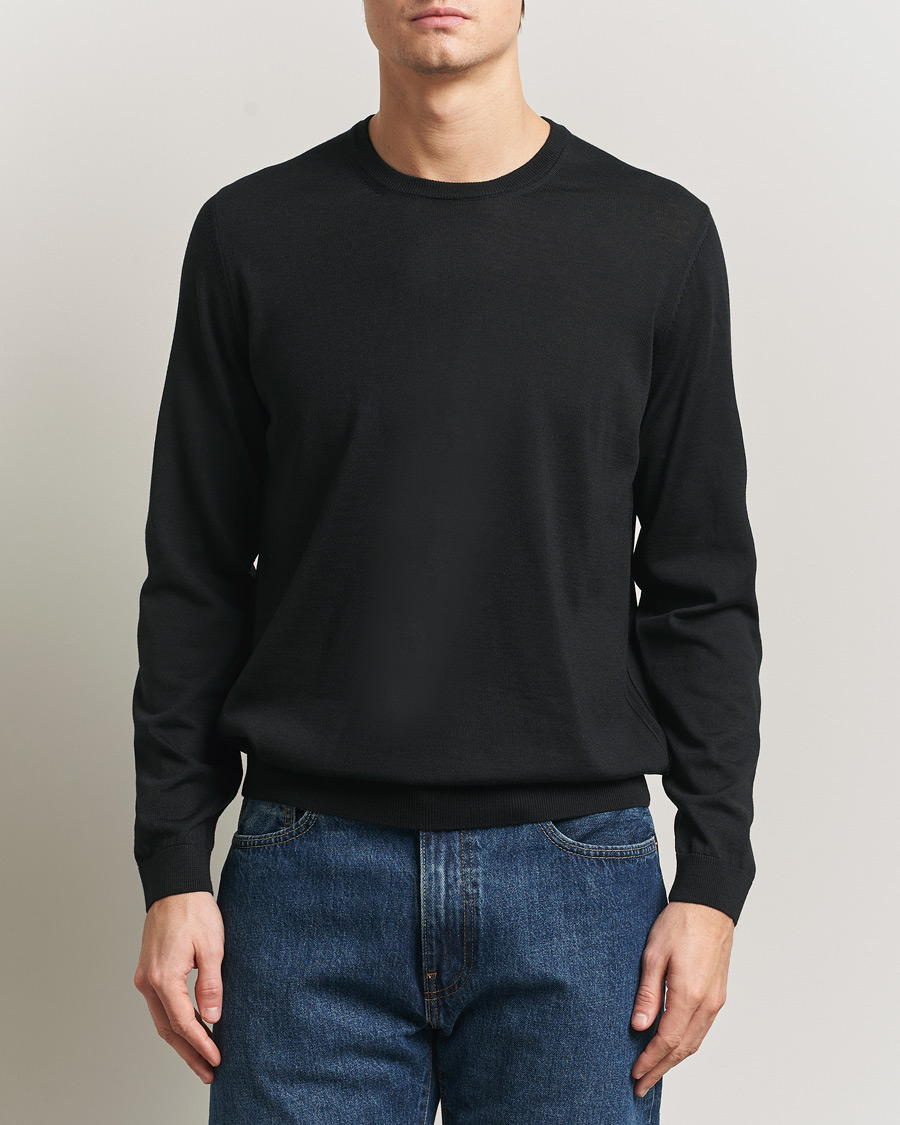 Hombres | Jerséis y prendas de punto | BOSS BLACK | Leno Wool Crew Neck Pullover Black