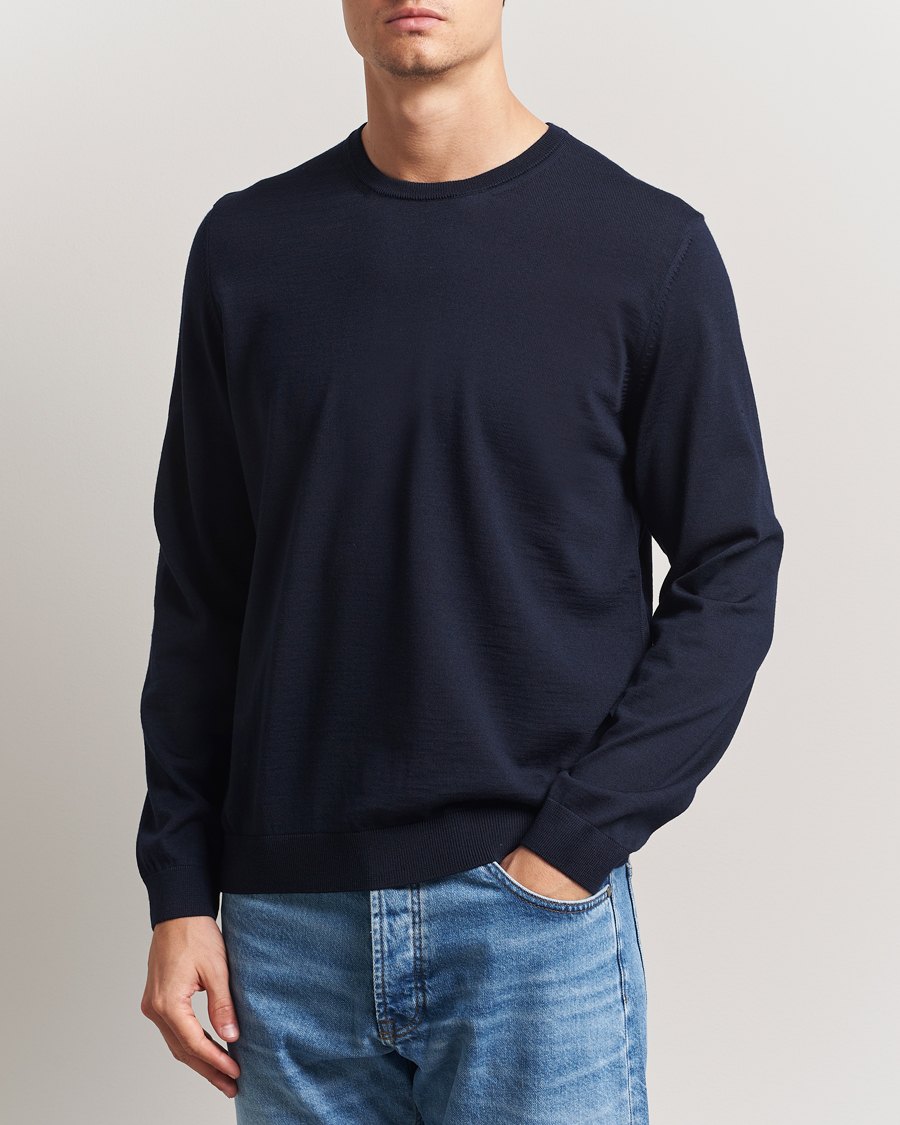 Hombres | Jerséis y prendas de punto | BOSS BLACK | Leno Wool Crew Neck Pullover Dark Blue