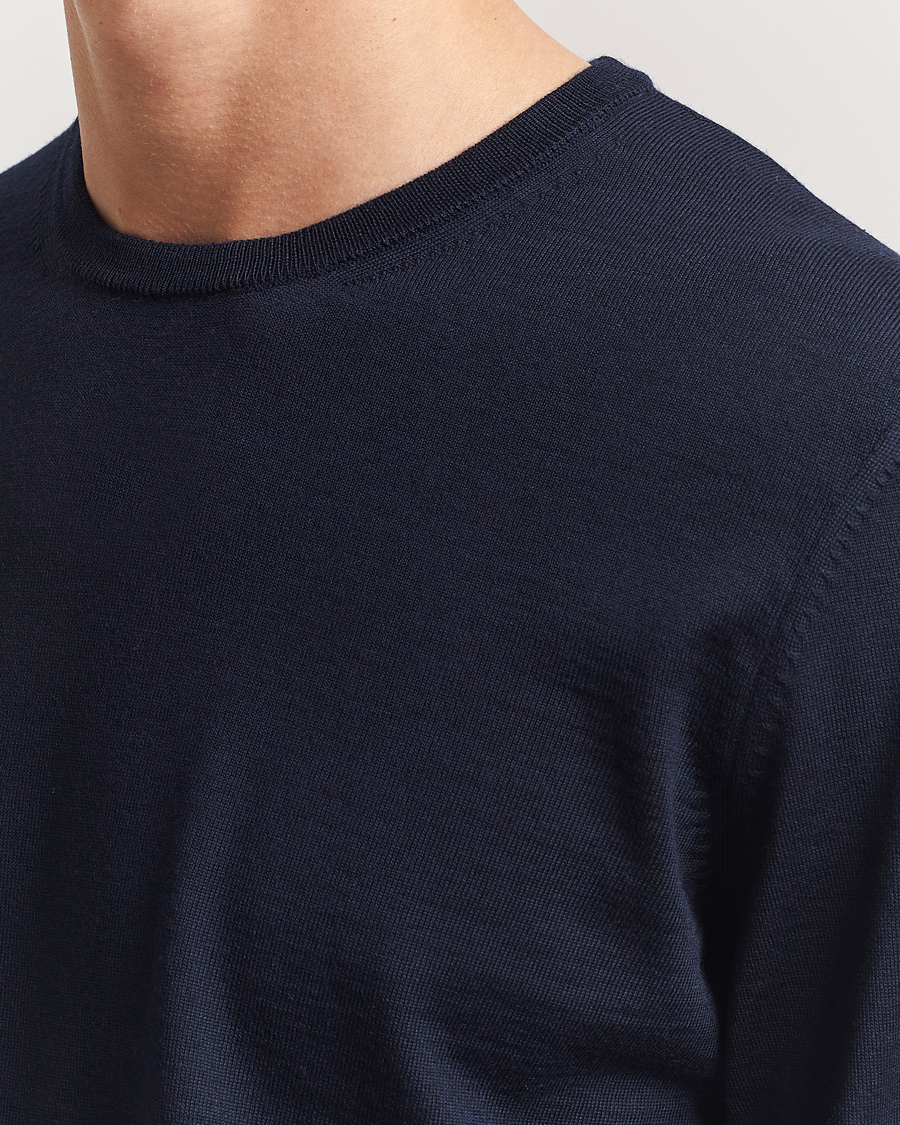 Hombres | Jerséis y prendas de punto | BOSS BLACK | Leno Wool Crew Neck Pullover Dark Blue