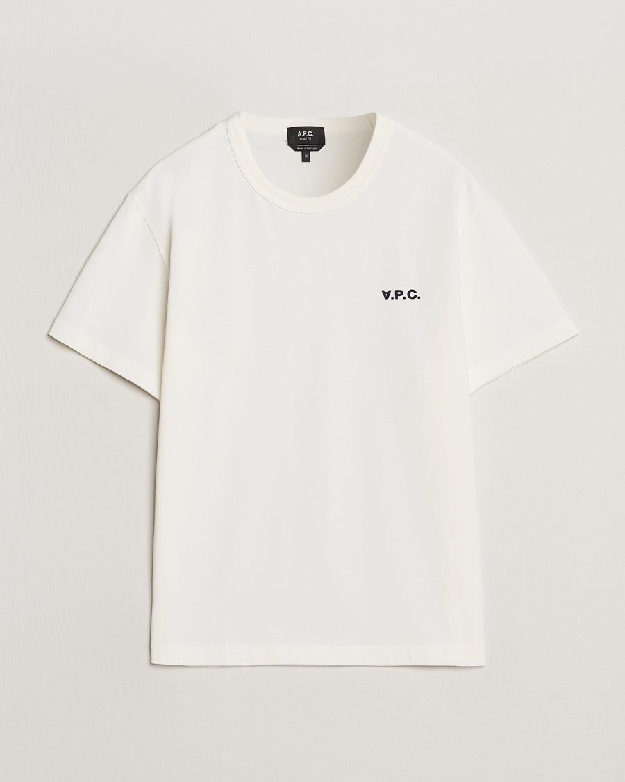 Hombres | Camisetas | A.P.C. | Boxy Fit Petit VPC T-Shirt White/Dark Navy