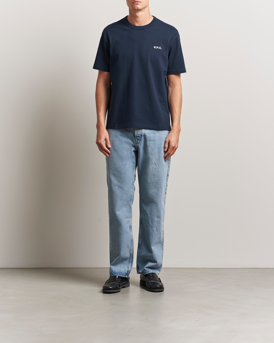 Hombres | Camisetas | A.P.C. | Boxy Fit Petit VPC T-Shirt Dark Navy/Ecru