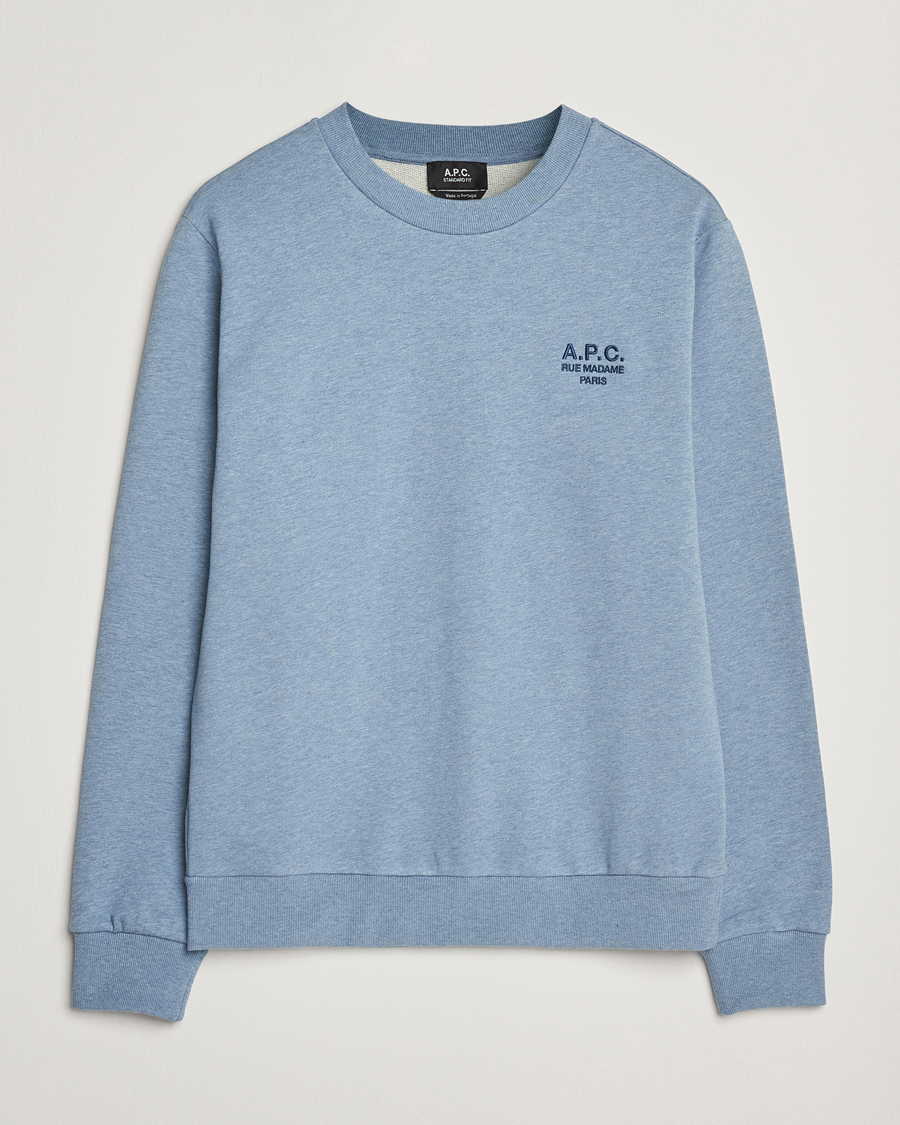 Hombres | Jerséis y prendas de punto | A.P.C. | Rue Madame Sweatshirt Blue Melange/Navy