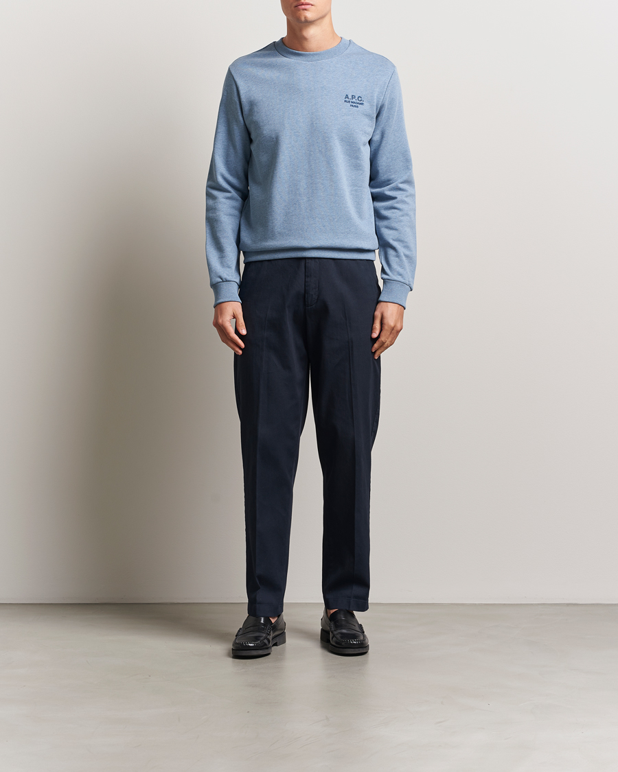 Hombres | Jerséis y prendas de punto | A.P.C. | Rue Madame Sweatshirt Blue Melange/Navy