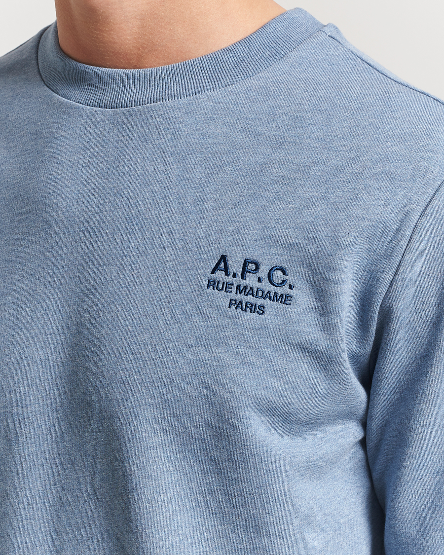 Hombres | Jerséis y prendas de punto | A.P.C. | Rue Madame Sweatshirt Blue Melange/Navy