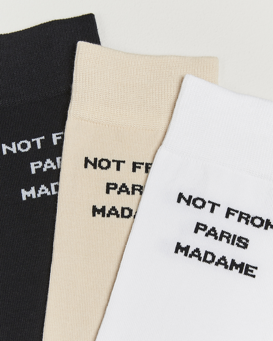 Hombres | Ropa interior y calcetines | Drôle de Monsieur | 3-Pack Slogan Socks Black/White/Mastic