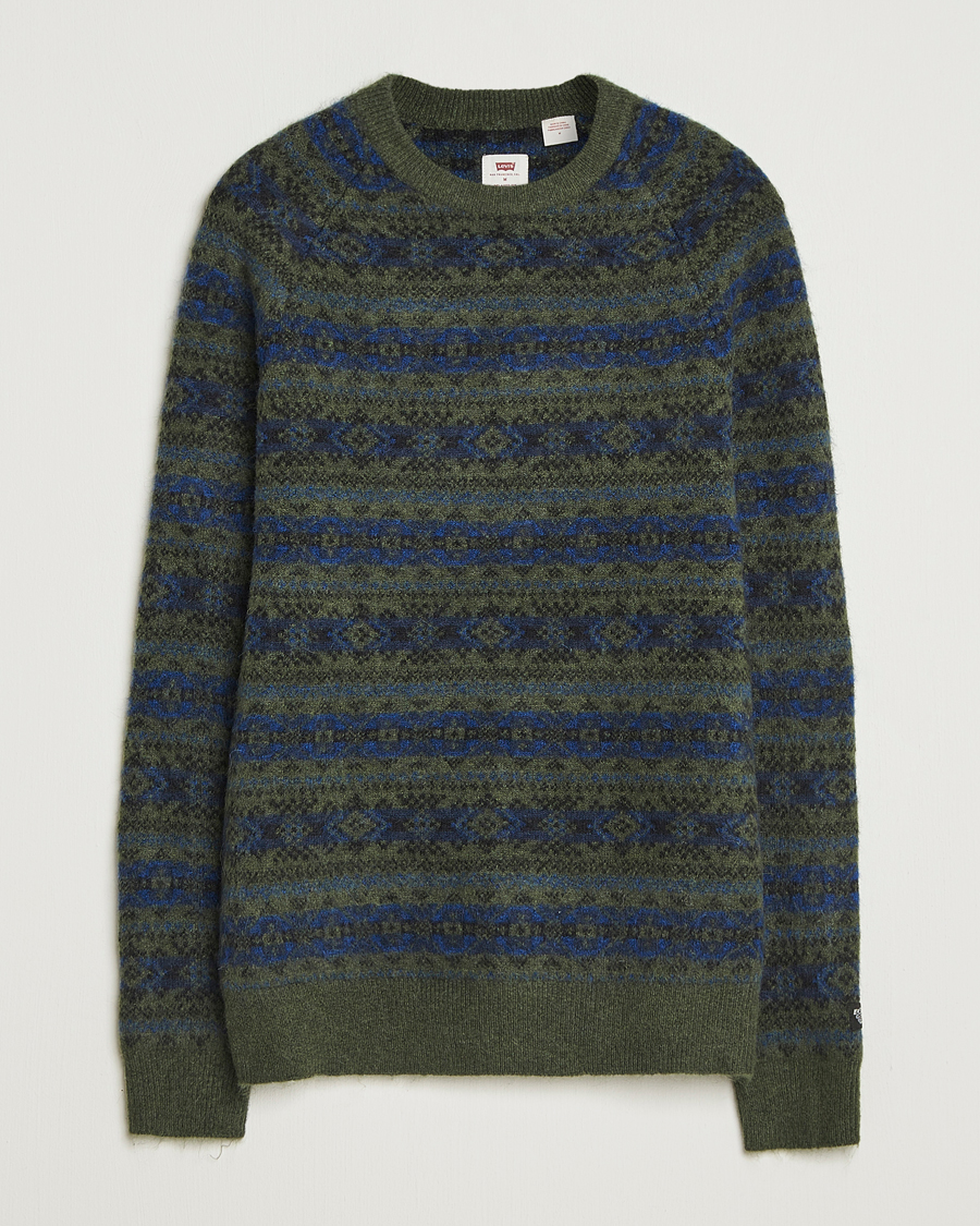 Hombres | Jerséis y prendas de punto | Levi's | Presidio Raglan Knitted Fairisle Sweater Dark Green