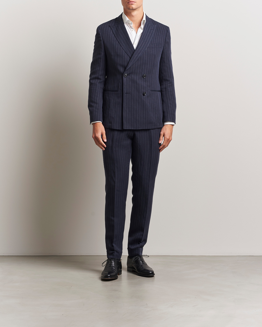 Hombres | Trajes | BOSS BLACK | Huge Double Breasted Pinstriped Suit Dark Blue