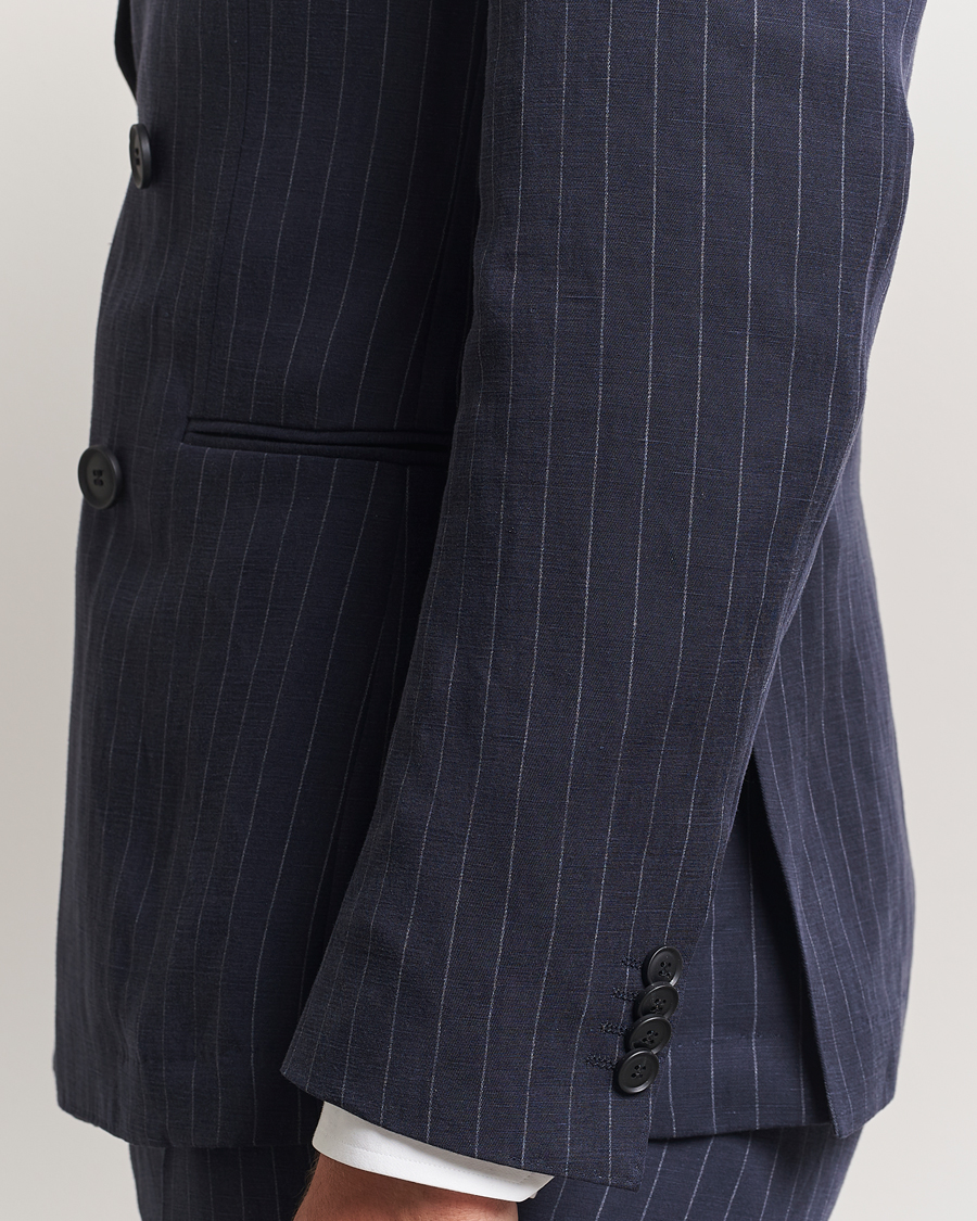 Hombres | Trajes | BOSS BLACK | Huge Double Breasted Pinstriped Suit Dark Blue