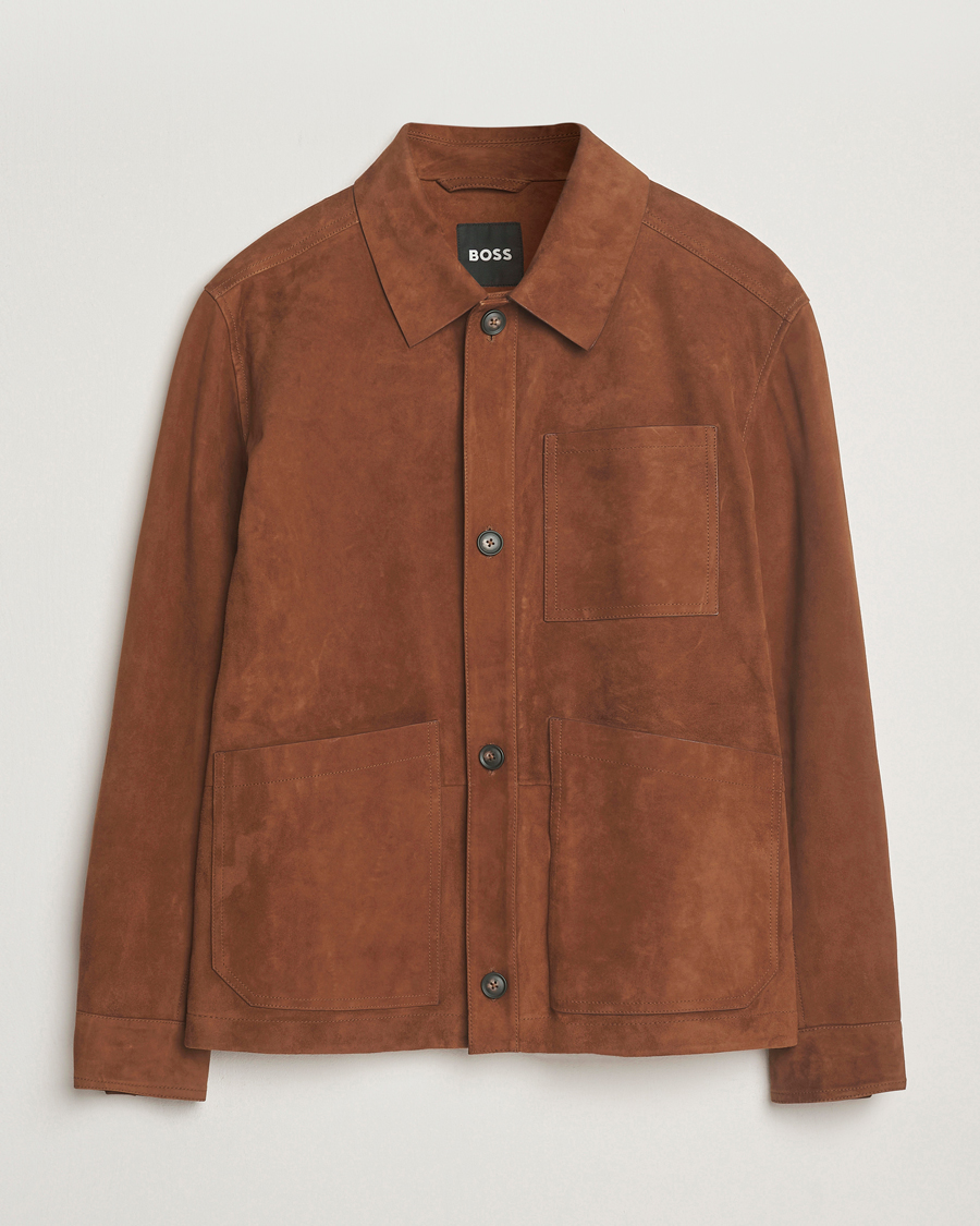 Hombres | Abrigos y chaquetas | BOSS BLACK | Markuedo Suede Jacket Medium Brown