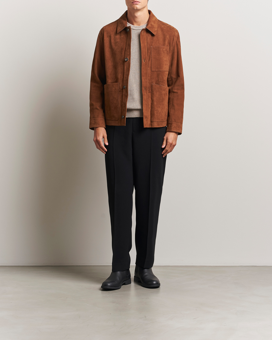 Hombres | Abrigos y chaquetas | BOSS BLACK | Markuedo Suede Jacket Medium Brown