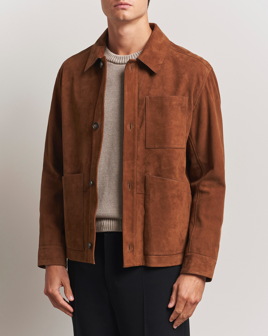 Hombres | Abrigos y chaquetas | BOSS BLACK | Markuedo Suede Jacket Medium Brown