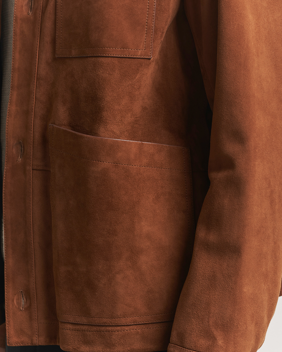 Hombres | Abrigos y chaquetas | BOSS BLACK | Markuedo Suede Jacket Medium Brown